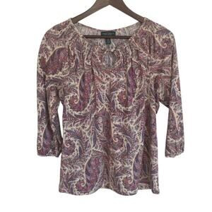 Ralph Lauren Multi-Colored Fall Paisley Blouse - Medium Petite
